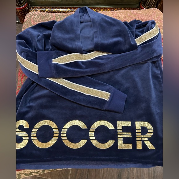 Justice Active, Soccer, Navy Blue Velour, Hoodie. Sz 14/16 - Picture 7 of 9